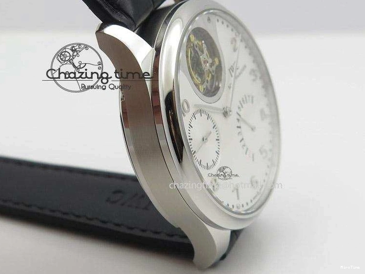 MIROTIME 0601 Breathable Portuguese Tourbillon Mystere SS TF Best Edition White Dial on Black Croc Leather Strap 7384